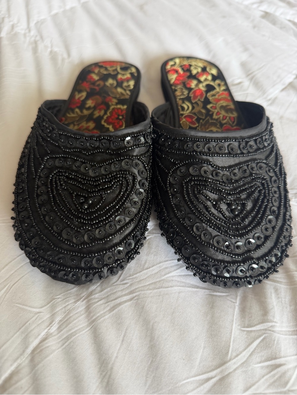 Vintage Beaded Silk Slippers